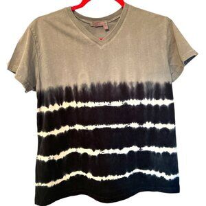Fresh Produce Women's Gray Blue Tie Dyed Print V- Neck T Shirt Size Small